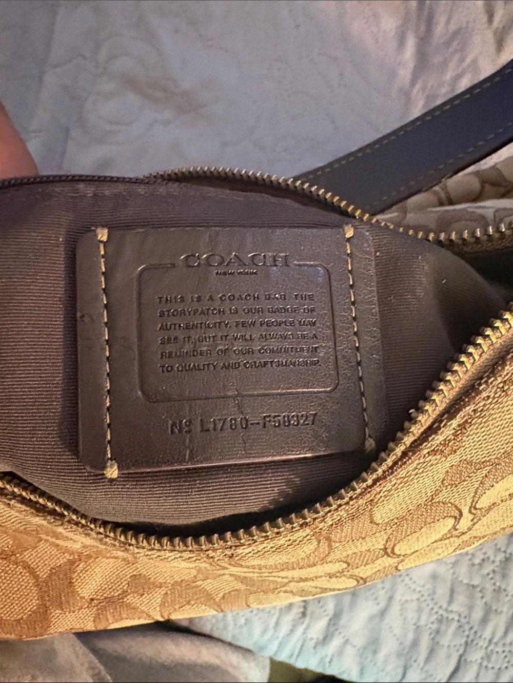 Coach Signature Canvas Shoulder Bag in Beige and Brown